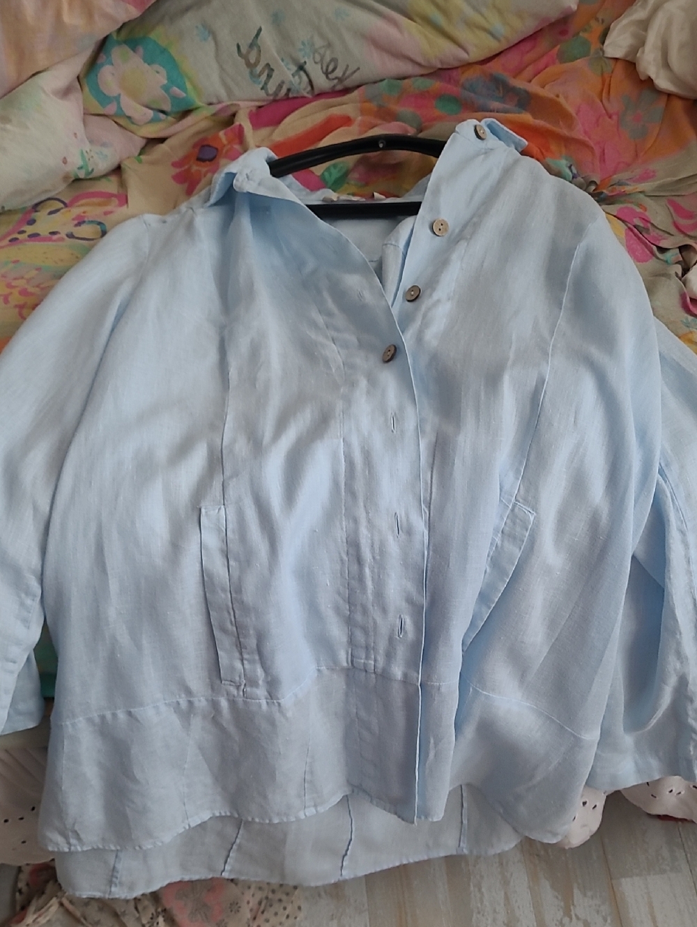 Soft Surroundings Pale Blue Linen Shirt Jacket